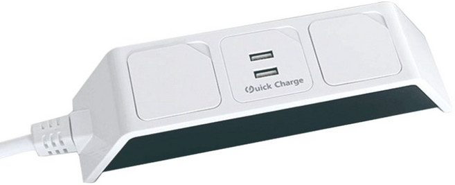 네모탭 USB 고속충전 A타입 일반2구 SY-NA2 USB QC, 1.5m, 화이트, 1개