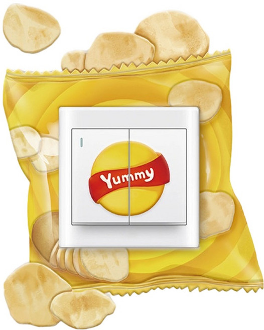 스마일깨비 개성있는 3d 입체 스위치스티커 감자칩, 혼합색상