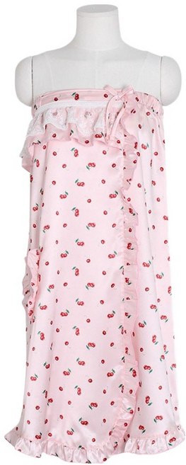 루나루즈 여성용 글로시체리 DTY 샤무즈 벨크로 랩가운