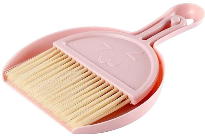 오브제크 미니 빗자루 + 쓰레받기 세트, 핑크, 1세트