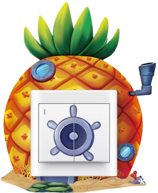 스마일깨비 개성있는 3d 입체 스위치스티커 파인애플 하우스, 혼합색상