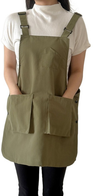 깨비다 양면 방수 앞치마, 올리브그린, 1개
