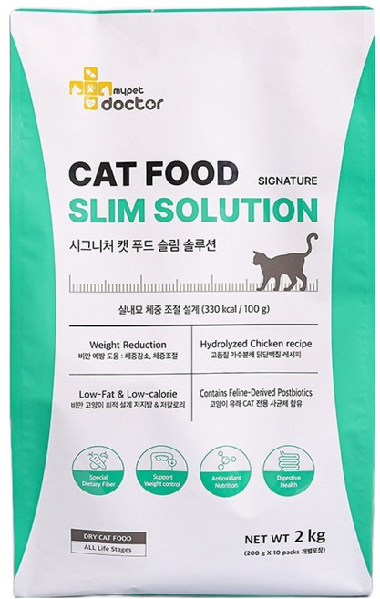마이펫닥터 고양이 시그니처 슬림 솔루션 처방식 사료, 2kg, 1개, 다이어트(체중관리)