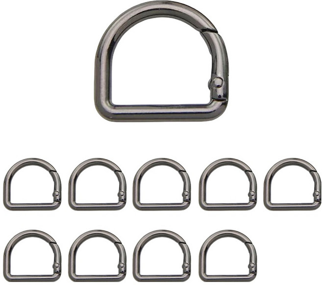 KHOOMIE 開口式D環 包包掛環 鑰匙圈 DIY材料 32mm 6W0078, 10個, 黑鎳色
