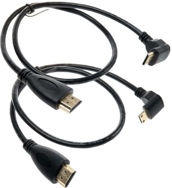 컴스 HDMI to Mini HDMI 변환 케이블 꺾임 하향 + 상향 세트 CP146, 1세트, 50cm