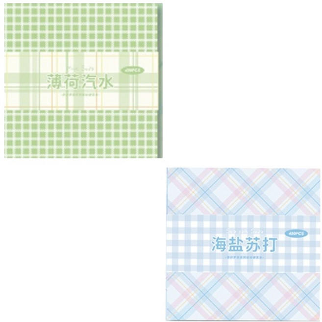 문구담 체크 격자 무늬 다꾸 점착 메모지 2종 세트, 그린, 블루, 1세트