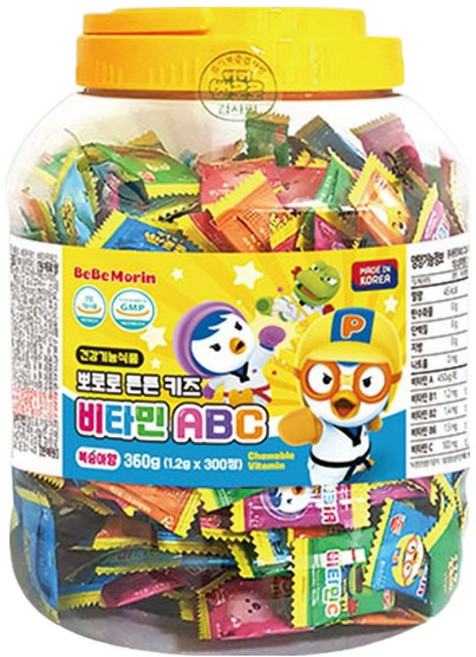 베베모린 뽀로로 튼튼 키즈 비타민 ABC 360g, 300정, 1개