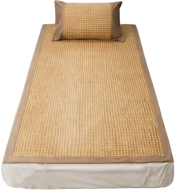 SERVINNO BEDDING 絲薇諾 3D軟Q柔藤蓆/亞藤蓆組, 咖啡色, 涼蓆 + 枕套