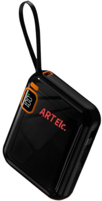 아트일렉 미니 20W PD 고속충전 잔량표시 자체선 보조배터리 10000mAh C타입 8타입, 리얼 블랙, art-2