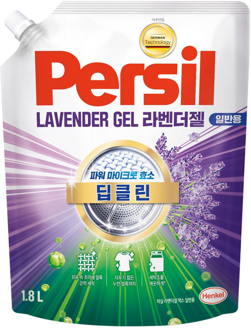 퍼실 딥클린 초미세세탁 라벤더젤 맥스 일반용 액체세제 리필, 1.8L, 1개