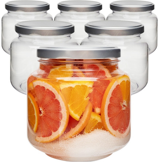 미르코리아 팜스 프리미엄 고중량 광구 페트병 900ml 6p + 뚜껑 실버 6p 세트, 1세트