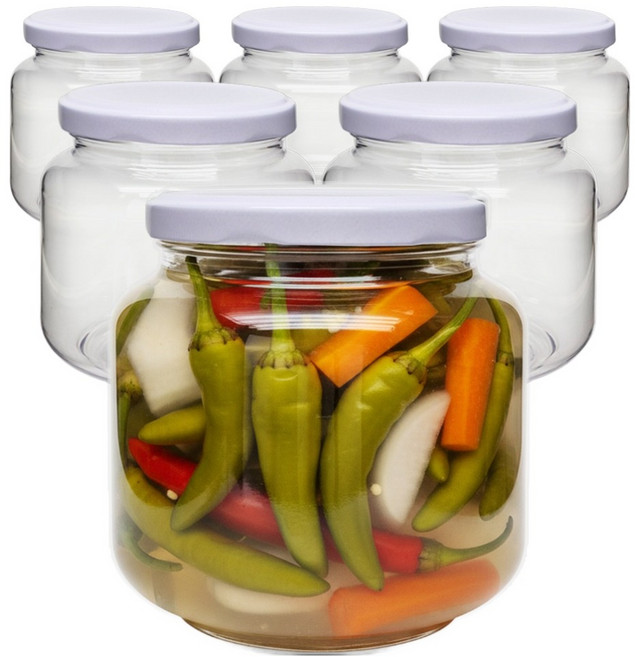 미르코리아 팜스 프리미엄 고중량 광구 페트병 900ml 6p + 뚜껑 화이트 6p 세트, 1세트