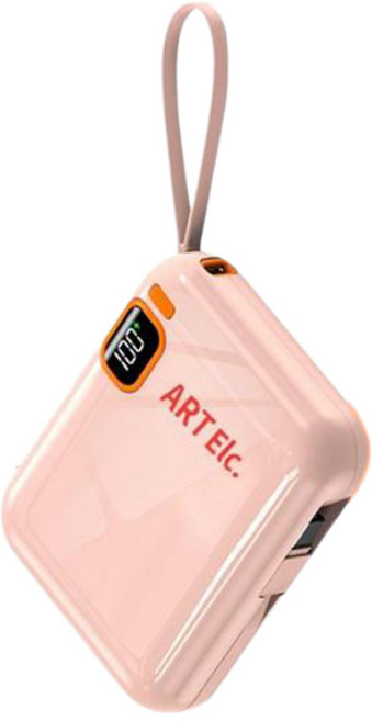 아트일렉 미니 20W PD 고속충전 잔량표시 자체선 보조배터리 10000mAh C타입 8타입, 피치 핑크, art-2