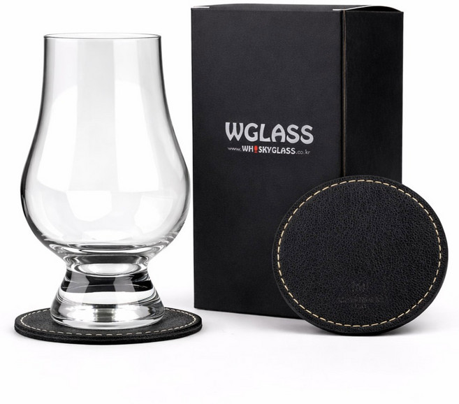 글렌캐런 글래스 std + 마텐더 가죽코스터 블랙 세트, 1세트