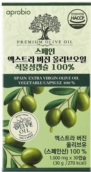 에이프로바이오 스페인 엑스트라 버진 올리브오일 식물성캡슐 30p, 30g, 1개