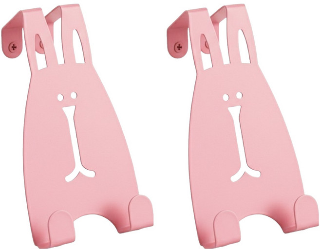 마켓피아 문걸이 다용도 후크 행거 토끼 디자인 도어훅, 분홍색, 2개