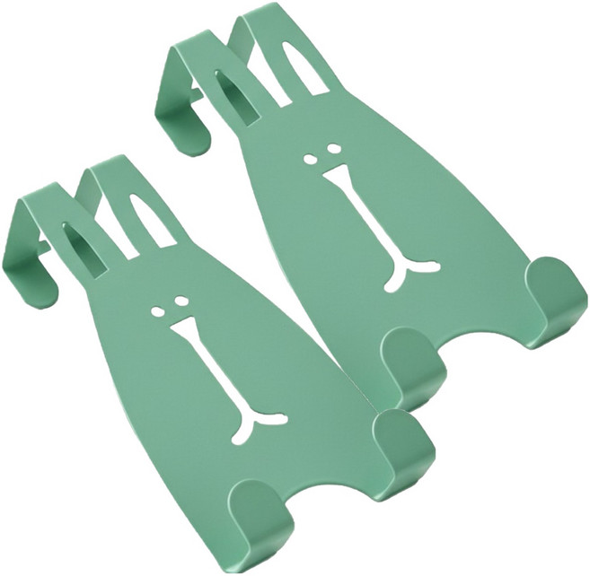 마켓피아 문걸이 다용도 후크 행거 토끼 디자인 도어훅, 녹색, 2개