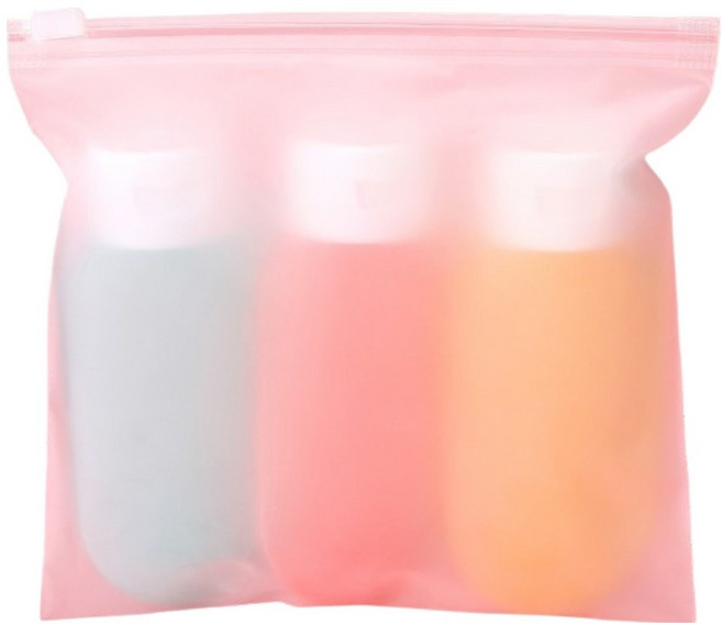 라이프인트 여행용 린스 컨디셔너 로션 실리콘 공병 60ml x 3종 + 파우치 세트, 1세트, 혼합색상