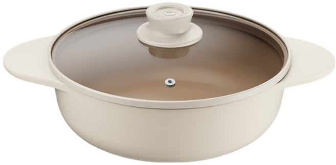 테팔 인덕션 세라믹 주물 아이콘 전골냄비, 24cm, 오트밀크, 1개