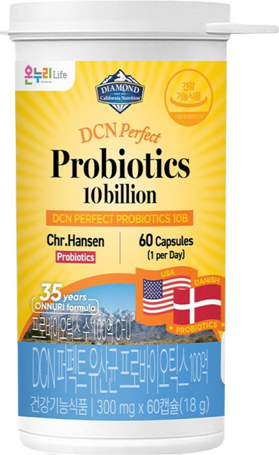 다이아몬드캘리포니아뉴트리션 DCN 퍼펙트 프로바이오틱스 100억 유산균 18g, 1개, 60정