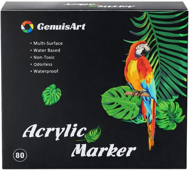 GenuisArt 雙頭丙烯馬克筆 80色, 混和顏色, 1個裝