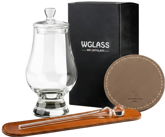 글렌캐런 글래스 std + 마텐더 더드롭 피펫 + 더캡 + 가죽코스터 토프브라운 + 케이스 세트, 1세트