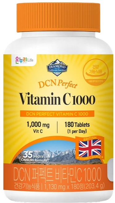 다이아몬드캘리포니아뉴트리션 DCN 퍼펙트 비타민C 1000 203.4g, 1개, 180정 - 쿠팡