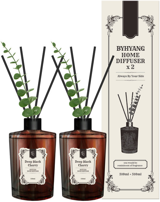 바이향 대용량 홈 디퓨저, 2개, 510ml, 딥블랙체리