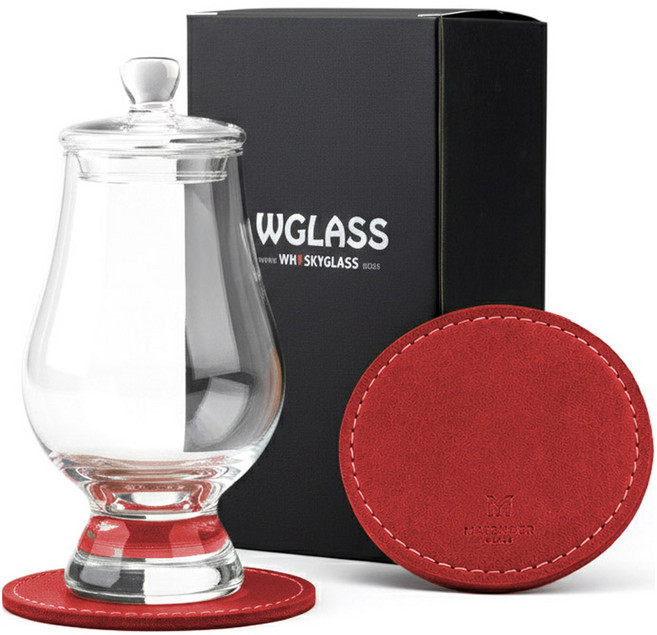 글렌캐런 글래스 Std +마텐더 더캡 + 가죽코스터 크림슨레드 세트, 1세트