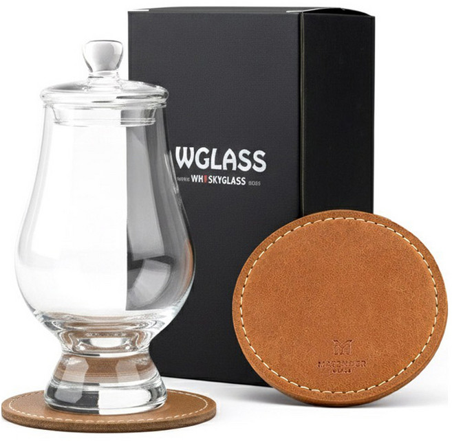글렌캐런 글래스 std + 마텐더 더캡 + 가죽코스터 카멜 세트, 1세트