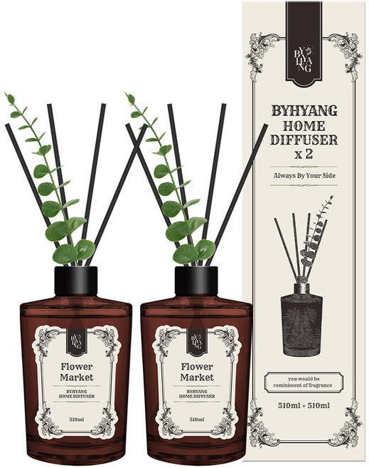 바이향 대용량 홈 디퓨저, 2개, 510ml, 양재동꽃시장