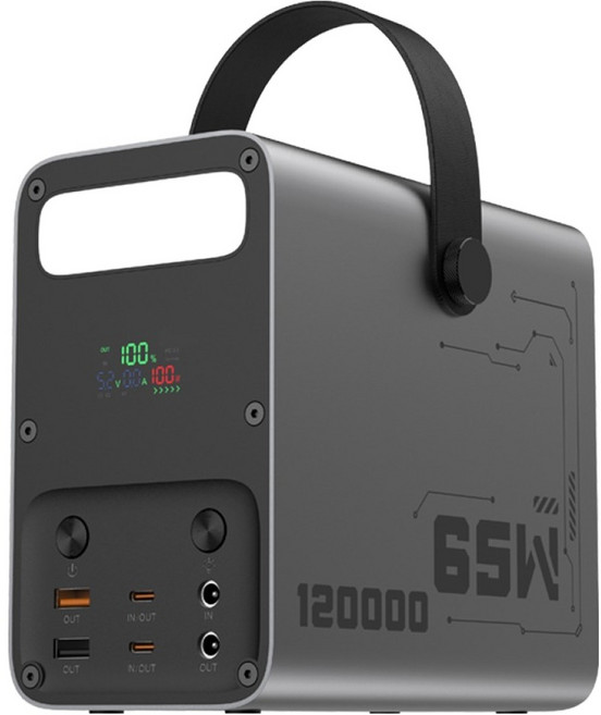 라플루 캠핑 차박용 인산철 PD 65W 12V DC 보조배터리 120000mAh, 실버, RPB-LFP12