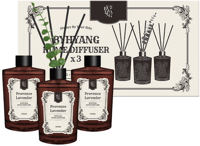 바이향 대용량 홈 디퓨저, 3개, 510ml, 프로방스라벤더