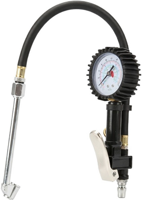 지오비즈 자동차 자전거 타이어 공기압 측정 주입체크 게이지 일자형, 혼합색상, 1개