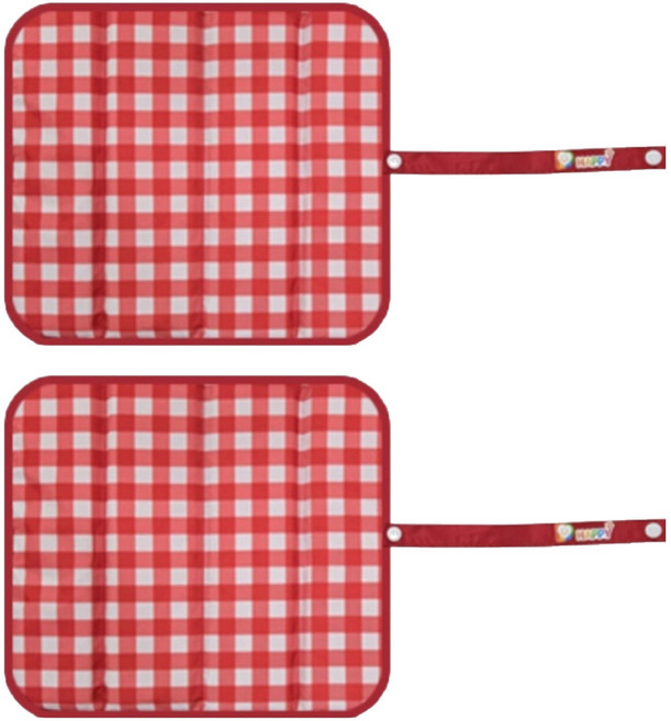 더해피 휴대용 접이식 등산 방석 2p, 01 체크 레드