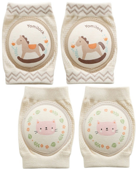 요미락 유아용 오가닉 무릎보호대 양쪽착용 세트, 포네 + 모모, 1세트