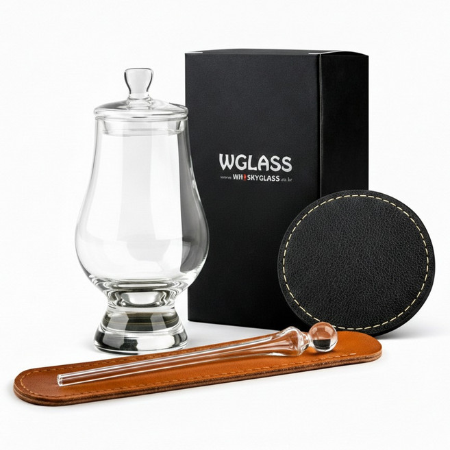글렌캐런 글래스 std + 마텐더 더드롭 피펫 + 더캡 + 가죽코스터 블랙 + 케이스 세트, 1세트