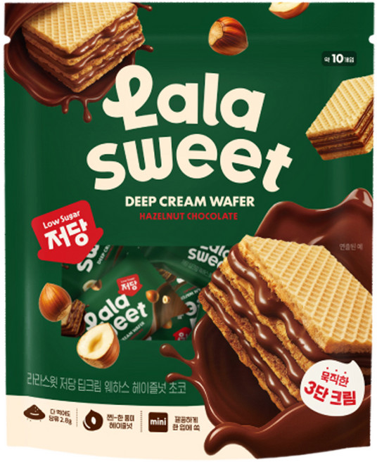 라라스윗 저당 웨하스 헤이즐넛 초코 10p, 1개, 80g