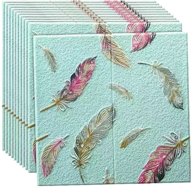 스마일깨비 따뜻하고 아늑한 깃털디자인 폼타일 68 x 68 cm, 블루, 1개