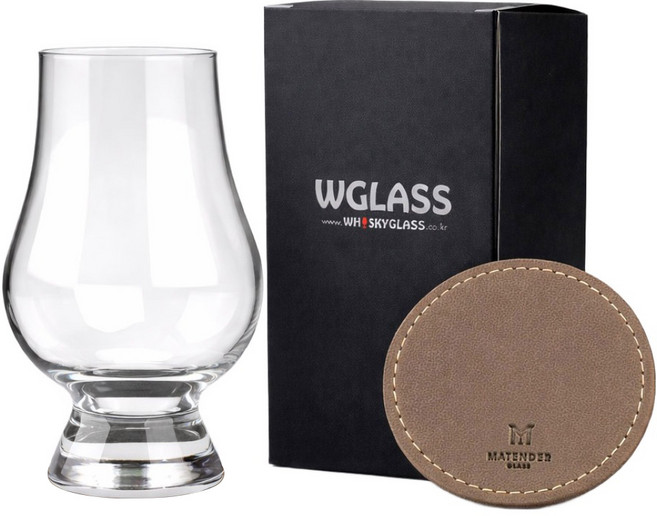 글렌캐런 STD 글래스 + 마텐더 가죽코스터 토프브라운 세트, 1세트