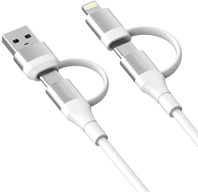 아이리버 C타입/USB A-C타입/라이트닝8핀 4in1 멀티 60W PD 고속충전 케이블 ISD-CL150CA, 1개, 혼합색상, 1.5m