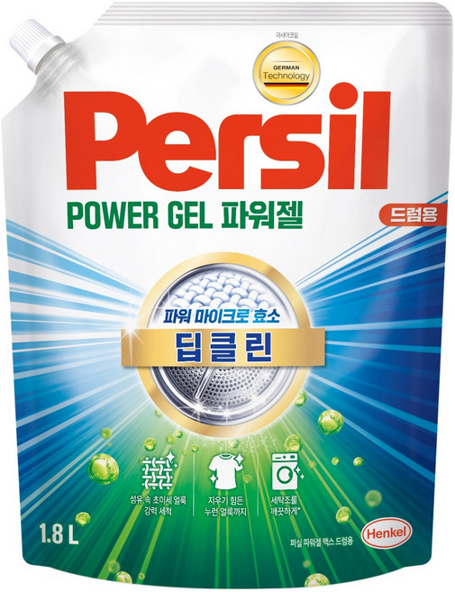 퍼실 딥클린 초미세세탁 파워젤 드럼용 액체세제 리필, 1개, 1.8L