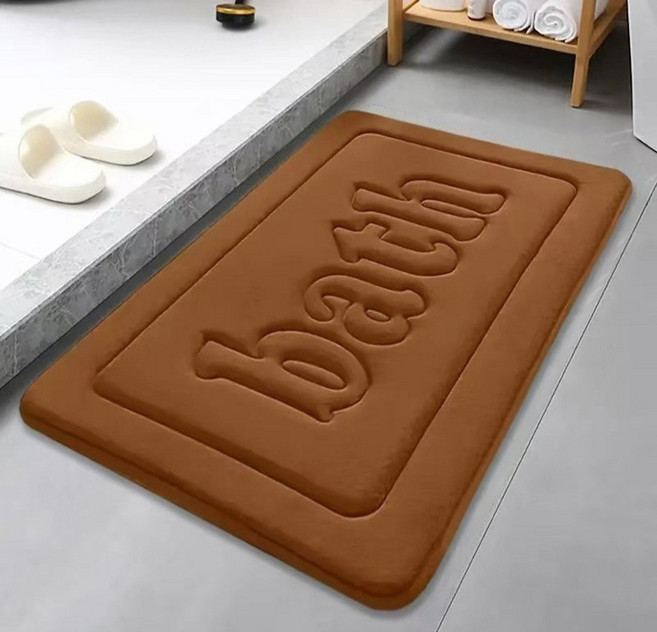 세븐와이즈 양면각 두꺼운 흡수성 미끄럼방지 욕실 매트, 브라운, 1개