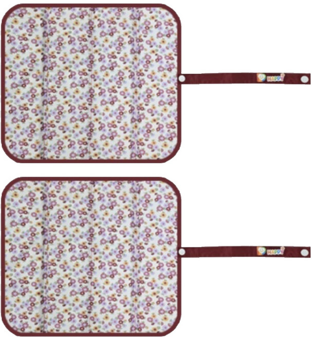 더해피 휴대용 접이식 등산 방석 2p, 27 플라워 와인