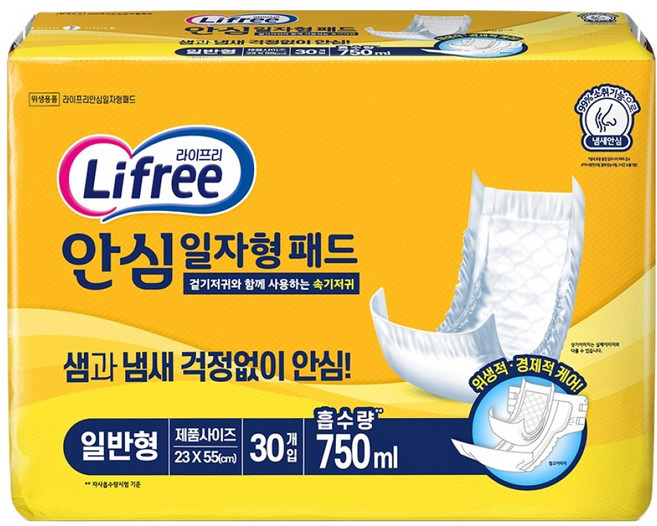 라이프리 안심 일자형 이너패드, 1개, 30매입
