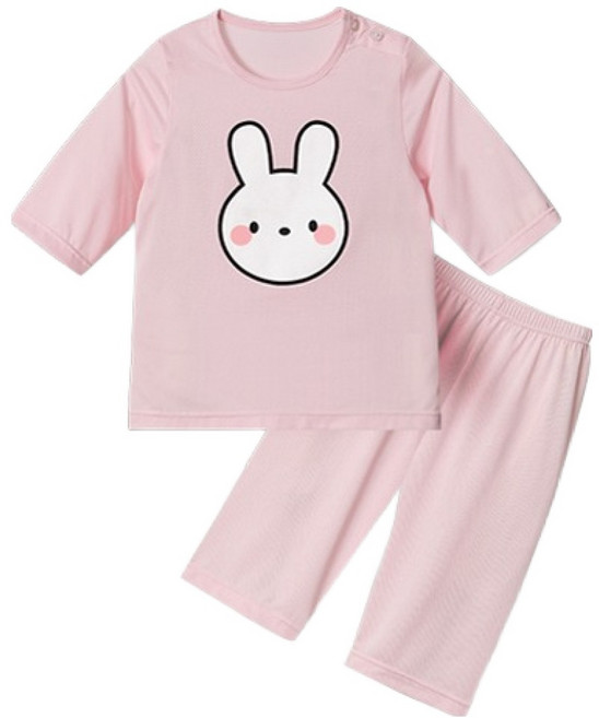 유니프랜드 아동용 토끼 쿨메쉬 7부내의 상하 세트