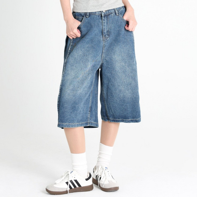 닷이프 여성용 올데이 와이드 버뮤다 데님 팬츠 D263-0229BU