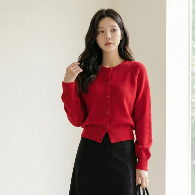 앤드스타일 여성용 폭닥 터치 라운드넥 데일리 니트 가디건 264992