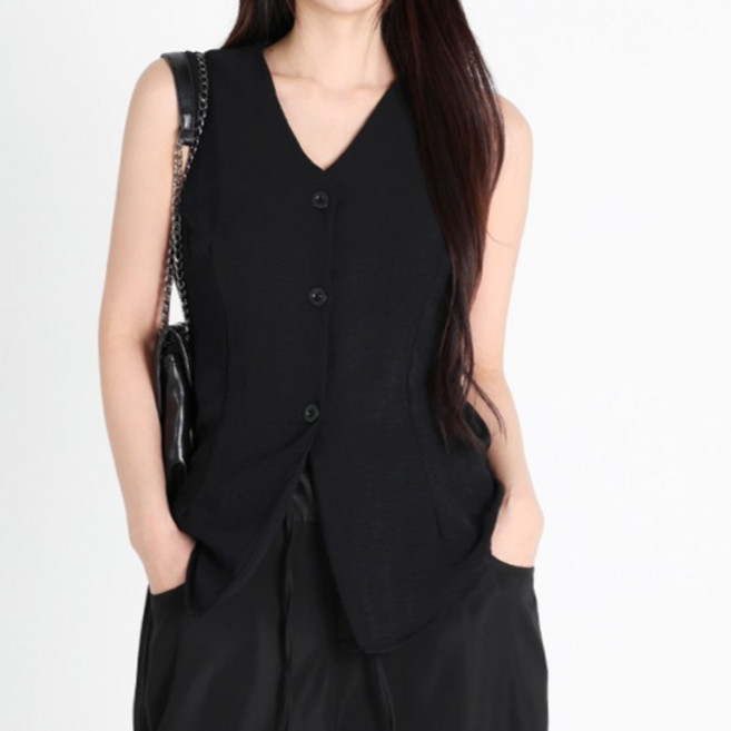 닷이프 여성용 슬림핏 브이 베스트 슬리브리스 D263-0210