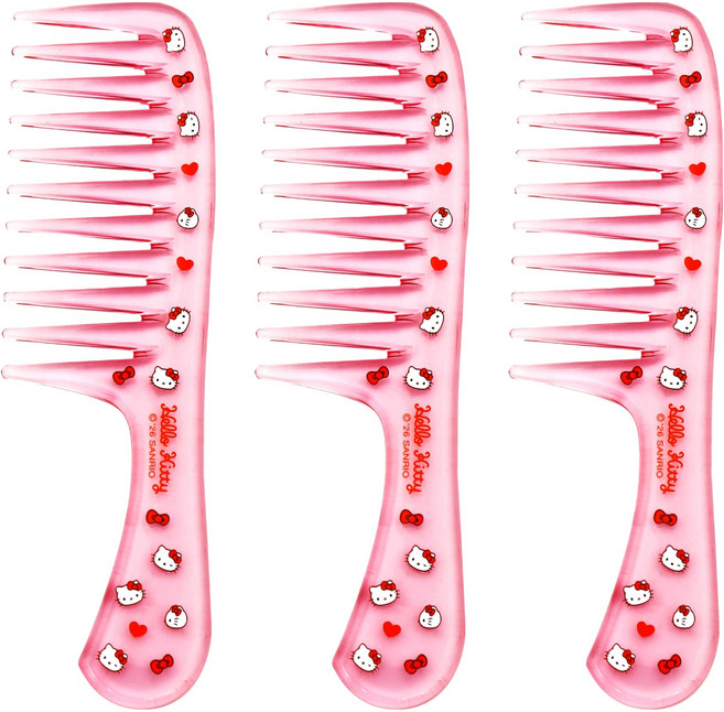 뷰티홈 산리오 클리어 심플빗 소, 3개, 헬로키티